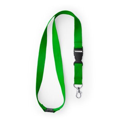 Lanyard de poliéster con mosquetón y hebilla Verde Helecho