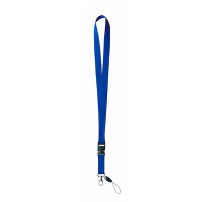 Lanyard Resistente Poliéster con Mosquetón Azul