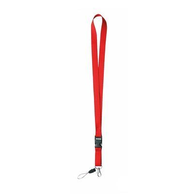 Lanyard Resistente Poliéster con Mosquetón Roj
