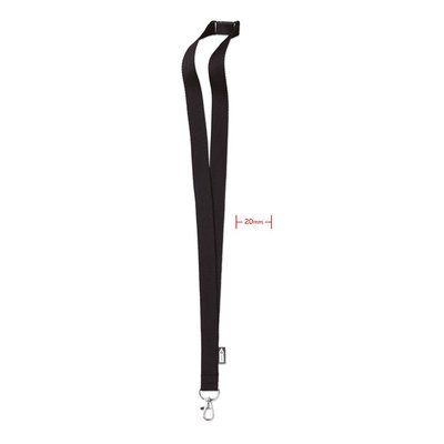 Lanyard RPET 20mm con Mosquetón Negro