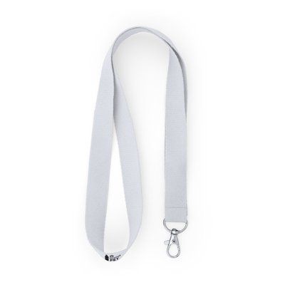 Lanyard de RPET ecológico con mosquetón Blanco