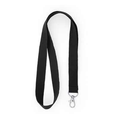 Lanyard de RPET ecológico con mosquetón Negro Talla Única Adulto