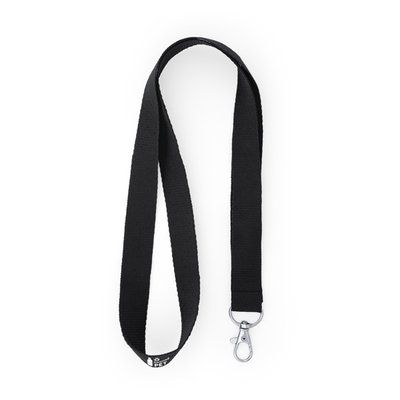 Lanyard de RPET ecológico con mosquetón Negro