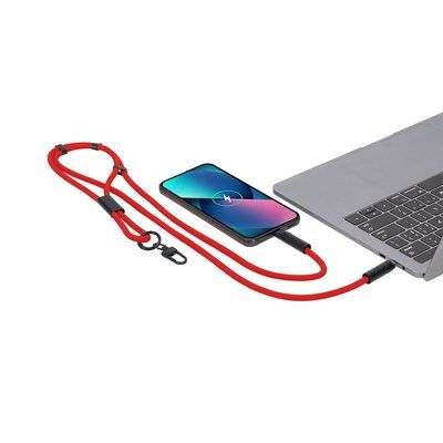 Lanyard con soporte móvil y cable de carga