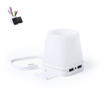 Lapicero iluminado con 4 puertos USB y soporte para móvil