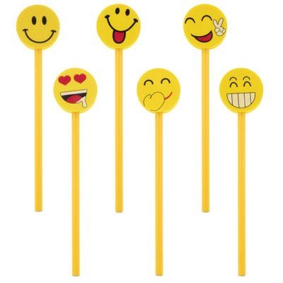 Lápices surtidos emoticonos en pack de 6