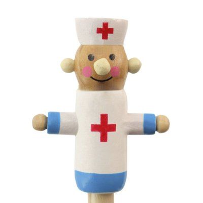 Lápiz de madera original con muñeco enfermero