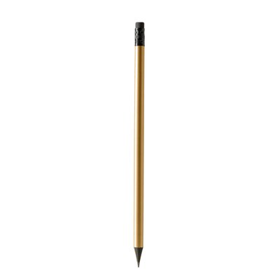Lápiz de madera negra con goma Oro