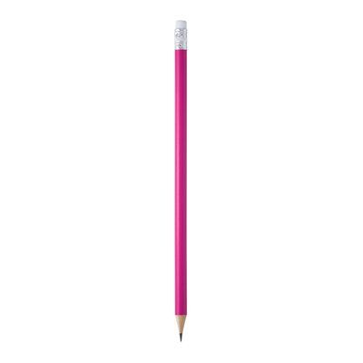 Lápiz de madera redondo con goma Fucsia