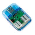 Lector Tarjetas SD/Mini/Micro USB 2.0 Azul
