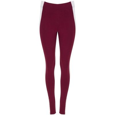 Leggings deportivos de mujer Borgoña/Blanco 8