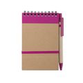 Libreta ecológica y boli de cartón reciclado 9,7x14,4 cm Fucsi