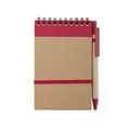 Libreta ecológica y boli de cartón reciclado 9,7x14,4 cm Roj