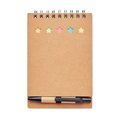 Libreta ecológica con bolígrafo y adhesivos marcadores 13 x 9 cm
