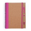 Libreta con tapa rígida, espiral y bolígrafo Fucsia