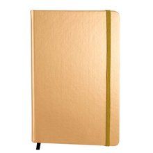 Libreta A5 Metalizada y 80H Lisas Borde Negro Dorado