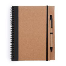 Libreta con tapa rígida, espiral y bolígrafo Negro