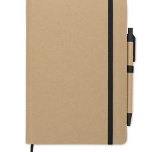 Libreta A5 tapa de cartón y bolígrafo Negro