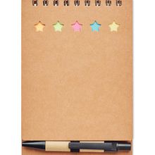 Libreta ecológica con bolígrafo y adhesivos marcadores 13 x 9 cm Beig