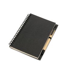 Libreta ecológica con tapa natural de materiales reciclados con bolígrafo 18x13 cm Negro