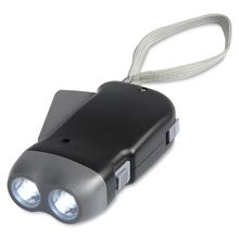 Linterna dinamo con 2 luces LED Negro