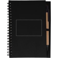 Libreta ecológica con tapa natural de materiales reciclados con bolígrafo 18x13 cm | Frontal | 80 x 50
