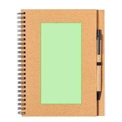 Libreta ecológica de cartón reciclado y boli a juego 17,5x21 cm | En la portada de la libreta | 80 x 160