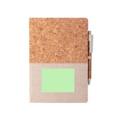 Libreta ecológica de algodón y corcho con bolígrafo 14,5x22 cm | Centrado parte abajo | 80 x 60