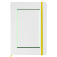 Libreta A5 PU Blanca con Goma Color | Frontal | 90 x 150
