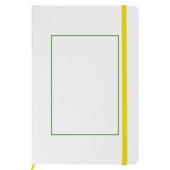 Libreta A5 PU Blanca con Goma Color | Frontal | 95 x 140