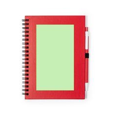 Libreta de anillas ecológica con boli de cartón reciclado 15x18,2 cm | En la cara A de la libreta | 80 x 140