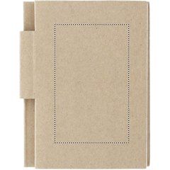 Libreta de bolsillo de material reciclado con bolígrafo 11x8,5 cm | Frontal | 50 x 80