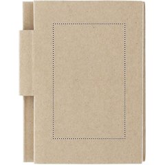 Libreta de bolsillo de material reciclado con bolígrafo 11x8,5 cm | Frontal | 50 x 80
