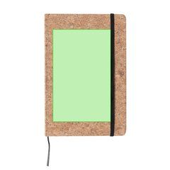 Libreta ecológica de corcho natural personalizable 14x21 cm | Sobre la portada a la izquierda del elástico | 100 x 160