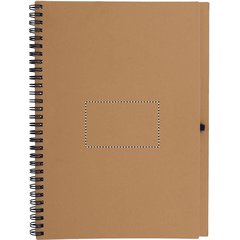Libreta de papel reciclado con bolígrafo biodegradable 26x19 cm | Frontal | 80 x 50