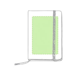 Libreta rígida blanca y cierre elástico de varios colores 14,7 x 21 cm | En la portada | 100 x 160