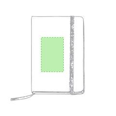 Libreta rígida blanca y cierre elástico de varios colores 14,7 x 21 cm | En la portada | 100 x 150