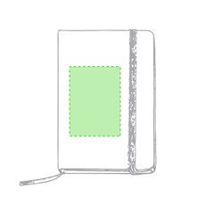 Libreta rígida blanca y cierre elástico de varios colores 14,7 x 21 cm | En la portada | 125 x 160