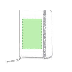 Libreta rígida blanca y cierre elástico de varios colores 14,7 x 21 cm | En la portada | 140 x 210