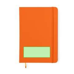 Libreta tipo moleskine con elástico | En la portada, parte inferior | 100 x 40