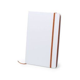 Libreta con elástico, hojas blancas y perfil de color 14,7 x 21 cm Naranja