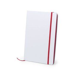 Libreta con elástico, hojas blancas y perfil de color 14,7 x 21 cm Rojo