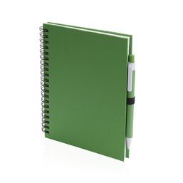 Libreta ecológica de cartón reciclado con boli 15x18,2 cm Verde