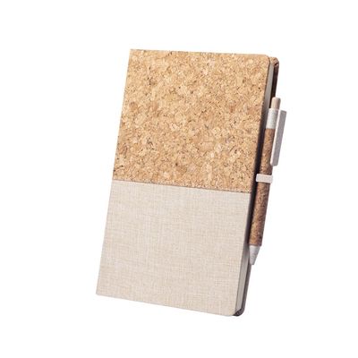 Libreta ecológica de algodón y corcho con bolígrafo 14,5x22 cm