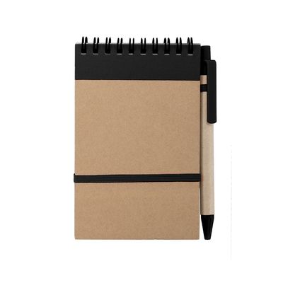Libreta ecológica y boli de cartón reciclado 9,7x14,4 cm Neg