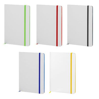 Libreta A5 PU Blanca con Goma Color
