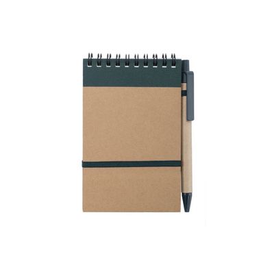 Libreta ecológica y boli de cartón reciclado 9,7x14,4 cm