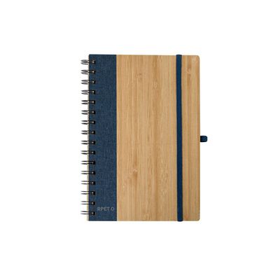 Libreta de bambú con anillas y cierre elástico Mar