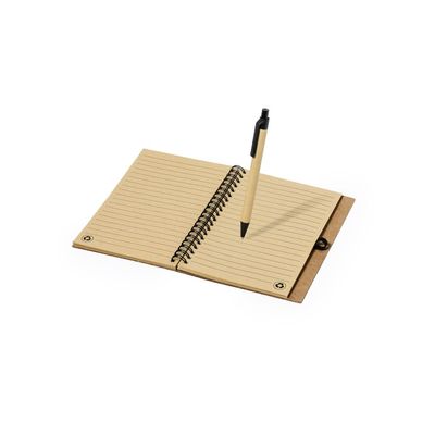 Libreta corcho con bolígrafo reciclado