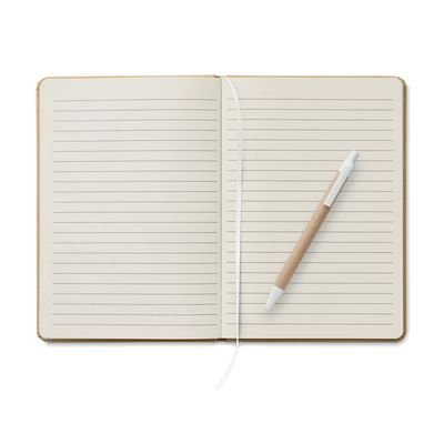 Libreta A5 tapa de cartón y bolígrafo